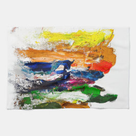 Abstracte expressie van menselijke figuren in bewe theedoek