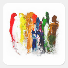 Abstracte expressie van menselijke figuren in bewe vierkante sticker