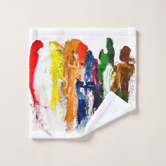 Abstracte expressie van menselijke figuren in bewe washandje (Wasdoekje)