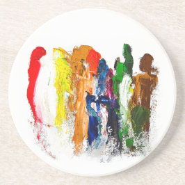 Abstracte expressie van menselijke figuren in bewe zandsteen onderzetter