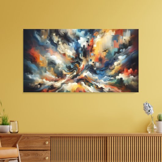 🎨 Abstracte Expressies Muurkunst: Canvas Afdruk (Insitu (Woonkamer))