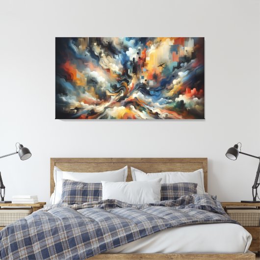 🎨 Abstracte Expressies Muurkunst: Canvas Afdruk (Insitu (Slaapkamer))