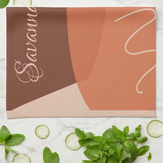 Abstracte expressionisme Bruin- en terracotta-vorm Theedoek (Gevouwen)