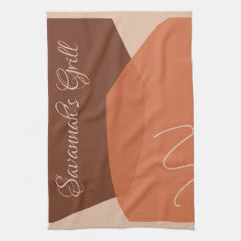 Abstracte expressionisme Bruin- en terracotta-vorm Theedoek