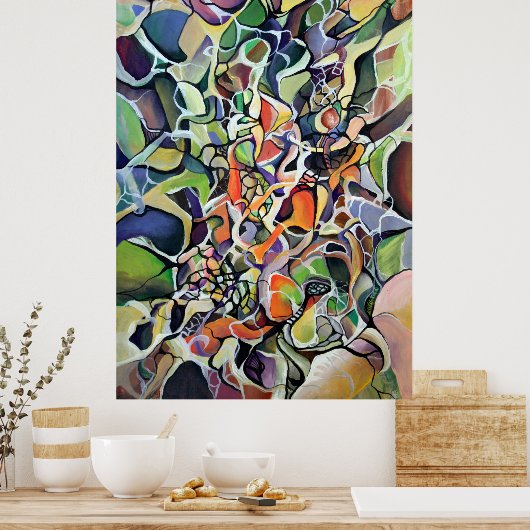 Abstracte expressionisme Chaos Theory Waterverf Poster (Keuken)