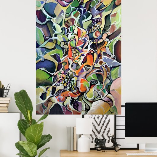 Abstracte expressionisme Chaos Theory Waterverf Poster (Thuiskantoor)