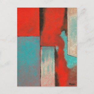 Abstracte expressionistische kunst Rode Turquoise Briefkaart