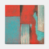 Abstracte expressionistische kunst Rode Turquoise  Magneet (Voorkant)