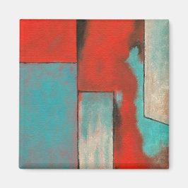 Abstracte expressionistische kunst Rode Turquoise  Magneet