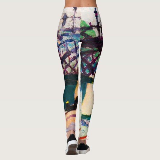 Abstracte expressionistische schilderende trendy v leggings (Achterkant)