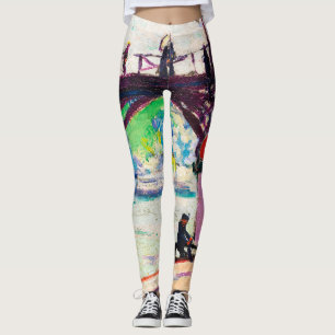 Abstracte expressionistische schilderende trendy v leggings