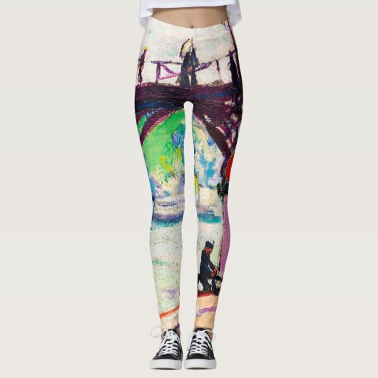 Abstracte expressionistische schilderende trendy v leggings (Voorkant)