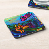 abstracte ezels zwemmen onderzetter (Linkerzijde)