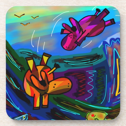 abstracte ezels zwemmen onderzetter (Voorkant)