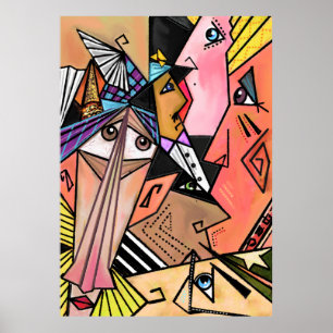 Abstracte faces Moods Poster Cubism Portret