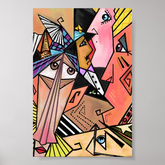 Abstracte faces Moods Poster Cubism Portret (Voorkant)