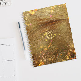 Abstracte Fancy Trendy Gold Glitter Name & Initiaa Planner