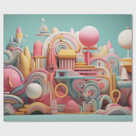 Abstracte fantasievormen in pastelkleuren cadeaupapier
