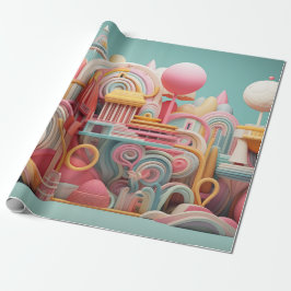 Abstracte fantasievormen in pastelkleuren cadeaupapier