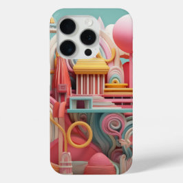 Abstracte fantasievormen in pasteltinten iPhone 15 pro case