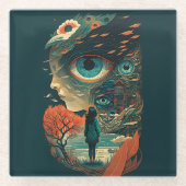 Abstracte Fantasiewereld van onmogelijke objecten Glazen Onderzetter (Voorkant)