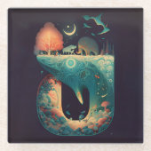 Abstracte Fantasiewereld van onmogelijke objecten Glazen Onderzetter (Voorkant)