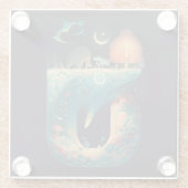 Abstracte Fantasiewereld van onmogelijke objecten Glazen Onderzetter (Achterkant)