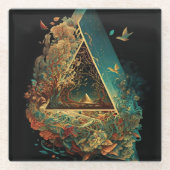 Abstracte Fantasiewereld van onmogelijke objecten Glazen Onderzetter (Voorkant)