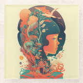 Abstracte Fantasiewereld van onmogelijke objecten Glazen Onderzetter (Voorkant)