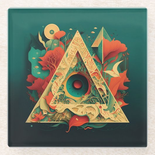 Abstracte Fantasiewereld van onmogelijke objecten Glazen Onderzetter (Voorkant)