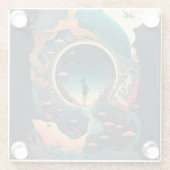 Abstracte Fantasiewereld van onmogelijke objecten Glazen Onderzetter (Achterkant)