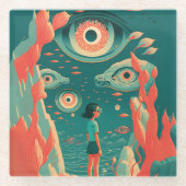 Abstracte Fantasiewereld van onmogelijke objecten Glazen Onderzetter (Voorkant)