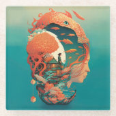 Abstracte Fantasiewereld van onmogelijke objecten Glazen Onderzetter (Voorkant)