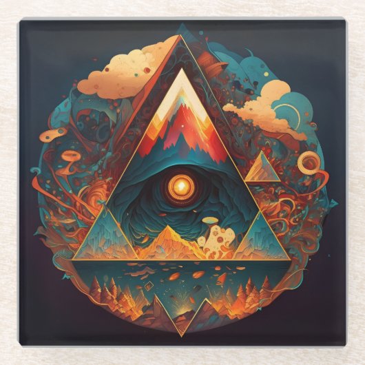 Abstracte Fantasiewereld van onmogelijke objecten Glazen Onderzetter (Voorkant)