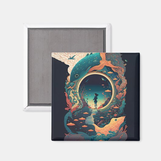 Abstracte Fantasiewereld van onmogelijke objecten Magneet (Voorkant / Achterkant)