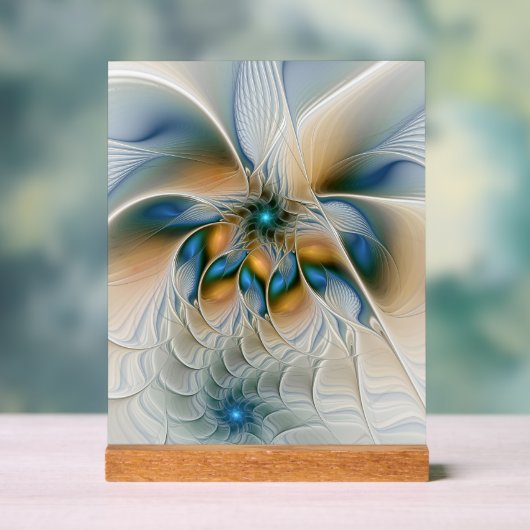 Abstracte Fantastische fractale kunst met blauw Acryl Bord (Neutraal)
