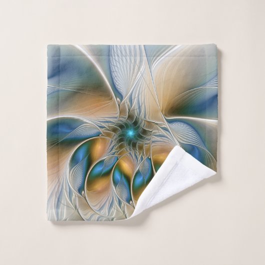 Abstracte Fantastische fractale kunst met blauw Bad Handdoek (Wasdoekje)