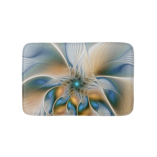 Abstracte Fantastische fractale kunst met blauw Badmat (Voorkant)