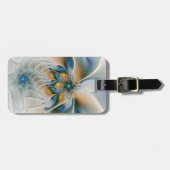 Abstracte Fantastische fractale kunst met blauw Bagagelabel (Voorkant horizontaal)