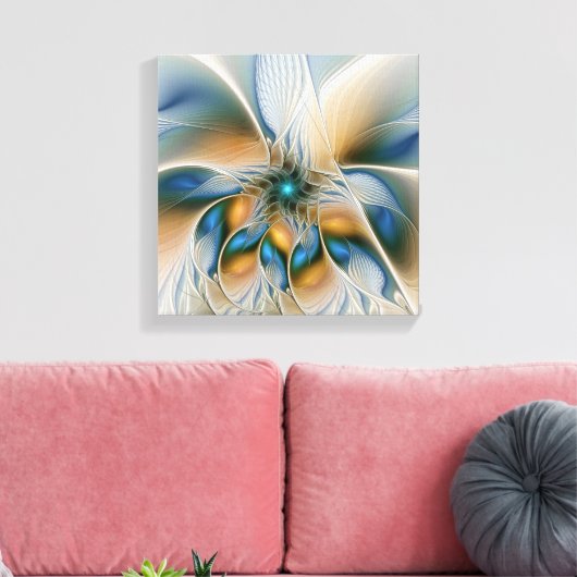 Abstracte Fantastische fractale kunst met blauw Canvas Afdruk (Insitu (Woonkamer))