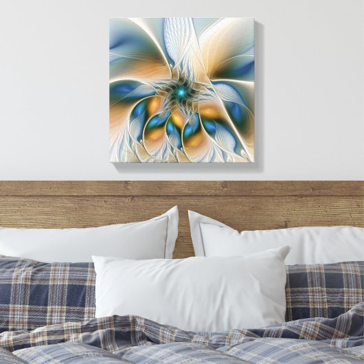 Abstracte Fantastische fractale kunst met blauw Canvas Afdruk (Insitu (Slaapkamer))