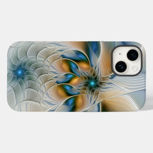 Abstracte Fantastische fractale kunst met blauw Case-Mate iPhone Case (Achterkant (horizontaal))