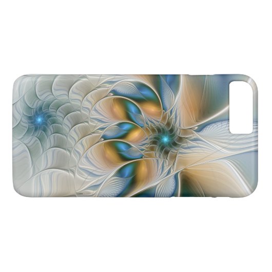 Abstracte Fantastische fractale kunst met blauw Case-Mate iPhone Case (Achterkant (Horizontaal))