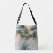 Abstracte Fantastische fractale kunst met blauw Crossbody Tas (Achterkant)