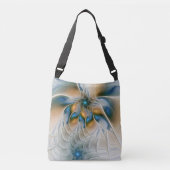 Abstracte Fantastische fractale kunst met blauw Crossbody Tas (Voorkant)