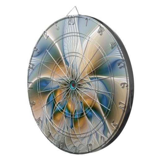 Abstracte Fantastische fractale kunst met blauw Dartbord (Voorkant Rechts)