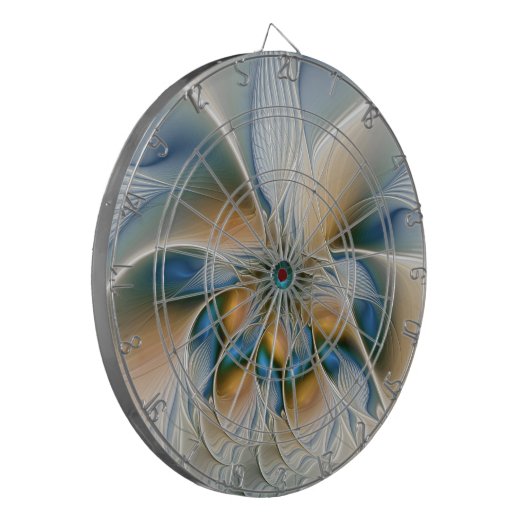Abstracte Fantastische fractale kunst met blauw Dartbord (Voorkant Links)
