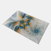Abstracte Fantastische fractale kunst met blauw Deurmat (Schuin)