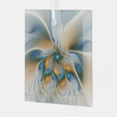 Abstracte Fantastische fractale kunst met blauw Glas Ornament (Voorkant links)