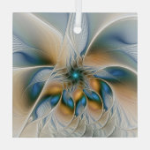 Abstracte Fantastische fractale kunst met blauw Glas Ornament (Achterkant)